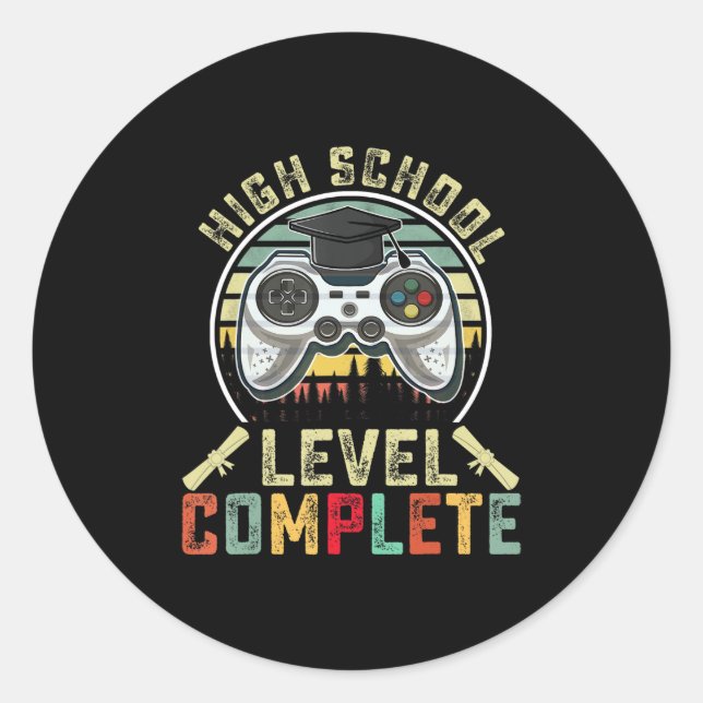 Sticker Rond Niveau lycée Complet Gamer School Graduation (Devant)