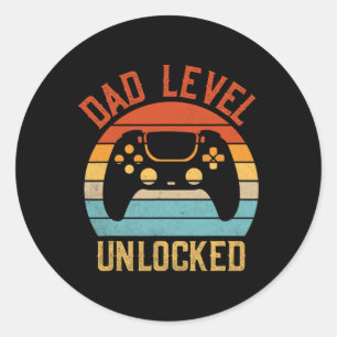 Sticker Rond Niveau Papa Débloqué - Joueur de jeu Amateur Bient