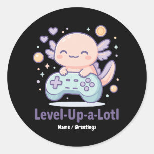 Sticker Rond Niveau-supérieur-à-lotl Mignon Axolotl de Joueur K