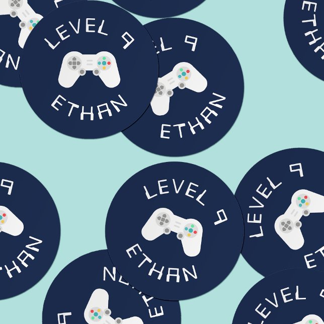 Sticker Rond Niveau supérieur | Thème Gamer Personnalisé Annive (Créateur téléchargé)