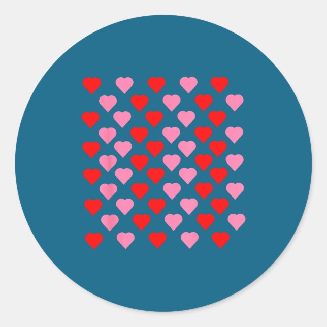 Sticker Rond Nk And Red Hearts Lovers Funny Valentine’s Day Hum (Devant)