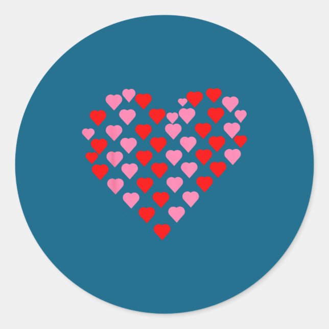 Sticker Rond Nk And Red Hearts Lovers Funny Valentine’s Day Hum (Devant)