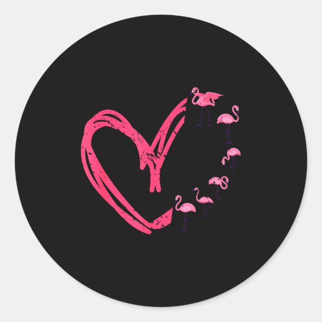 Sticker Rond Nk Animal Valentines Day Gift Flamingo  (Devant)
