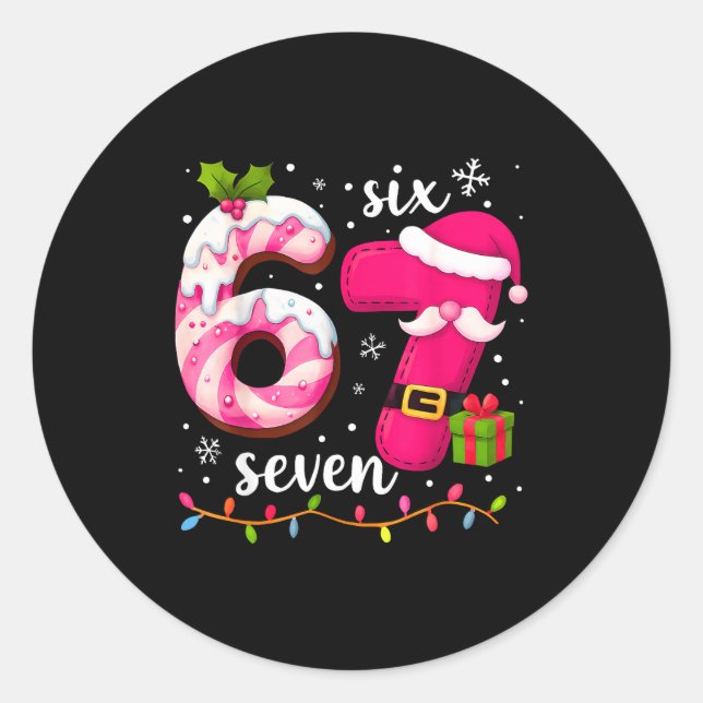 Sticker Rond Nk Christmas 67 Meme Six Seven Girl Women Slang 6  (Devant)