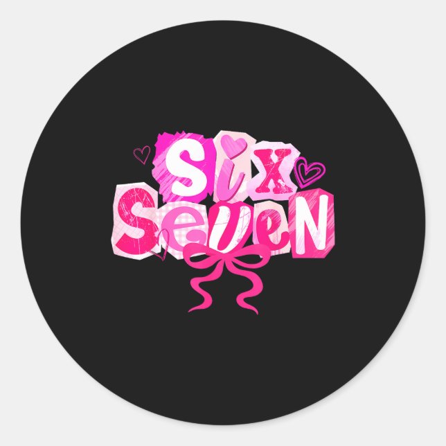 Sticker Rond Nk Coquette Valentine Six Seven Bow 6 7 Meme Women (Devant)