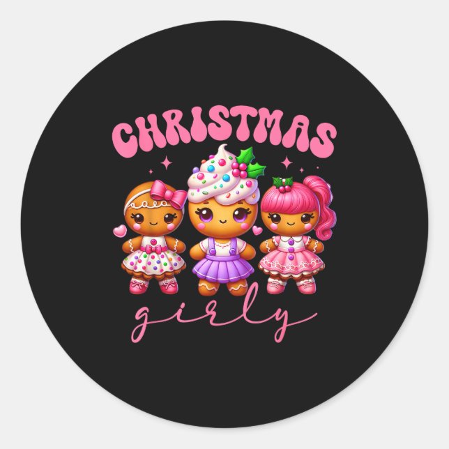 Sticker Rond Nk Cute Gingerbread Christmas Girly Pajama Outfits (Devant)