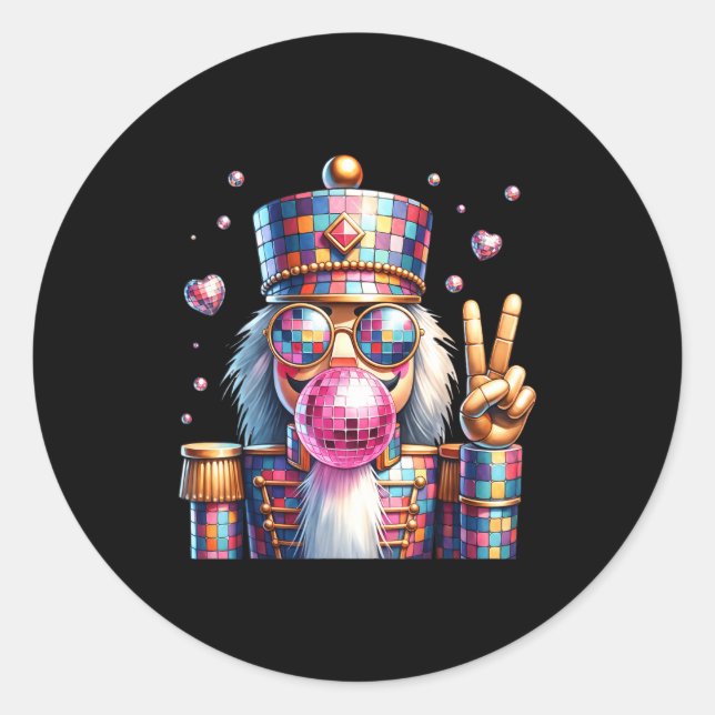 Sticker Rond Nk Disco Nutcracker Bubblegum Christmas For Men Wo (Devant)