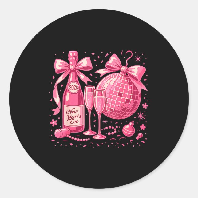 Sticker Rond Nk New Year's Eve 2026 Disco Champagne Party  (Devant)