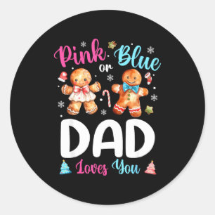Sticker Rond Nk ou Bleu Papa t'aime Révélation du sexe de bébé