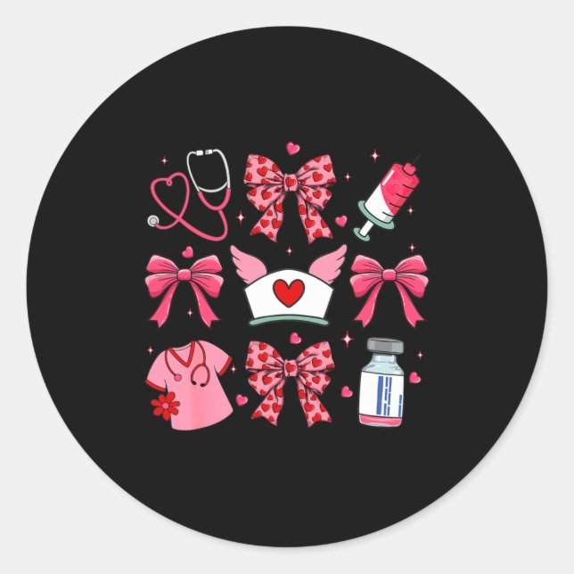 Sticker Rond Nk Valentine Nurse Coquette Bow Cuds Favorite  (Devant)