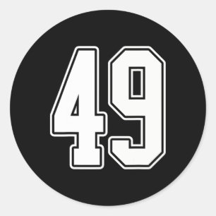 Sticker Rond No 49 White Outline Numéro 49 Sports Fan Jersey St