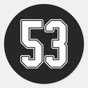 Sticker Rond No 53 White Outline Numéro 53 Sports Fan Jersey St