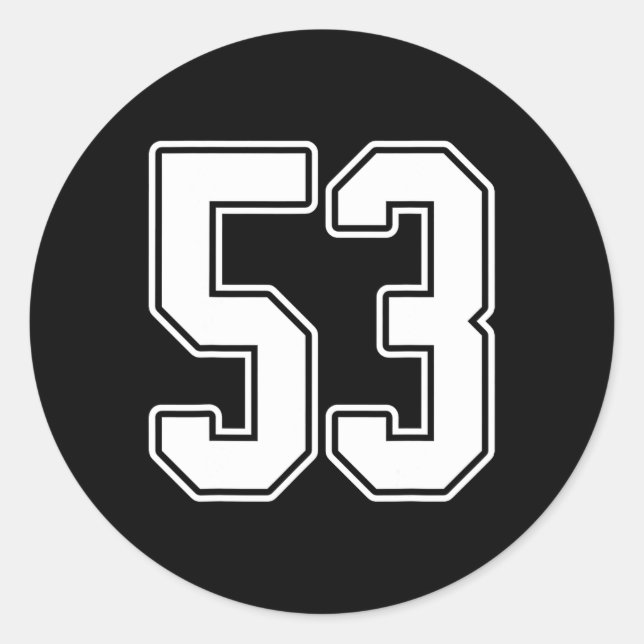 Sticker Rond No 53 White Outline Numéro 53 Sports Fan Jersey St (Devant)