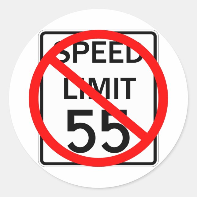 Sticker Rond No 55 mi/h Speed Limit Sign (Devant)