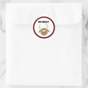 Sticker Rond No Bull Drôle Cartoon Brown Cow Head Art