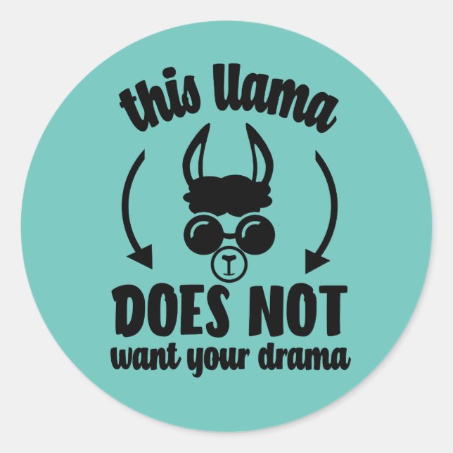 Sticker Rond No Drama Llama (Devant)