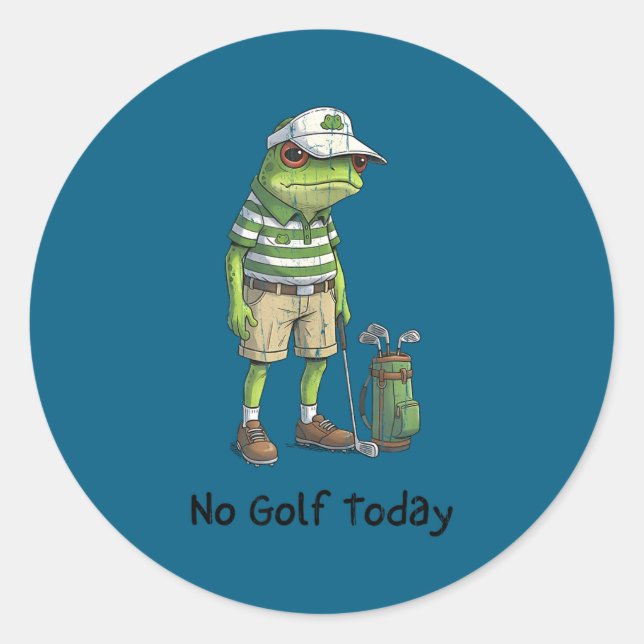 Sticker Rond No golf today, funny golfing, golf player  (Devant)