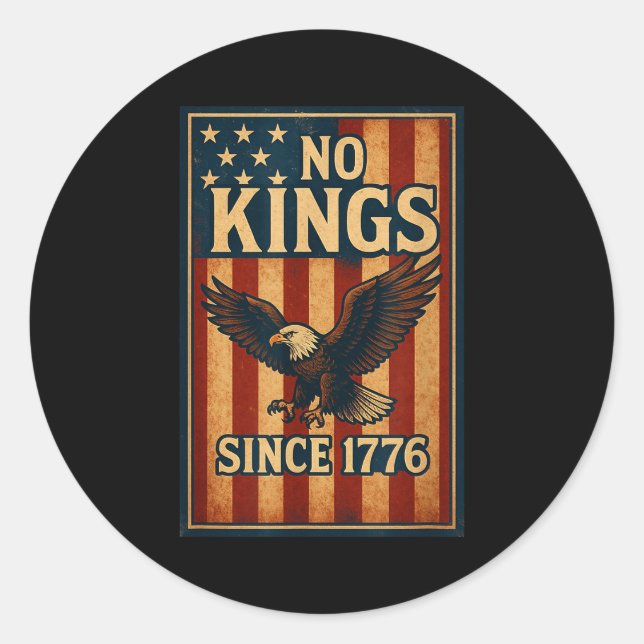 Sticker Rond No King Since 1776 Patriotic Dom Shirts Men Women  (Devant)