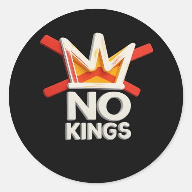 Sticker Rond No Kings Anti Minimal Clean Design (Devant)