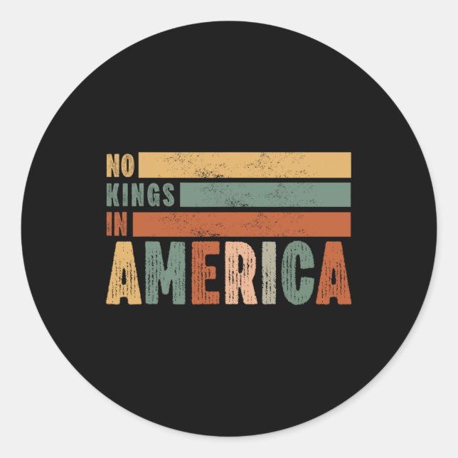 Sticker Rond No Kings In America Flag Protest Save Democracy 19 (Devant)
