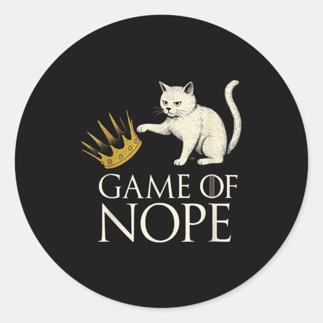 Sticker Rond No Kings In America Funny Black Cat Kicking Crown  (Devant)