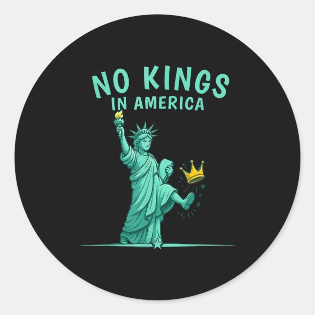Sticker Rond No Kings In America _ Patriotic Litical Design  (Devant)