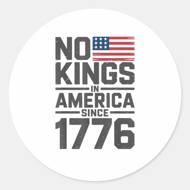 Sticker Rond No Kings In America Since 1776 Creative Design (Devant)