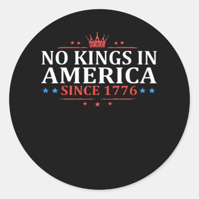 Sticker Rond No Kings In America United States Independence Cla (Devant)