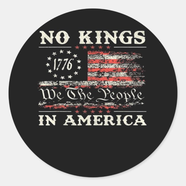 Sticker Rond No Kings In America United States Independence Cla (Devant)