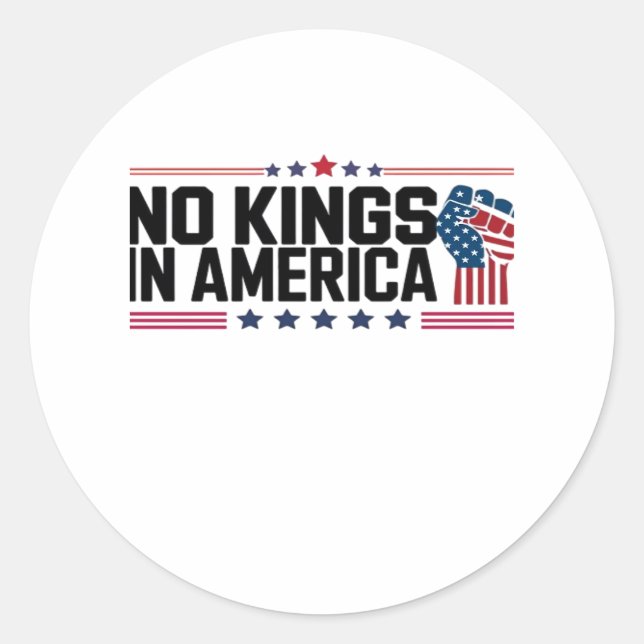 Sticker Rond No Kings In America USA Patriotic Style (Devant)
