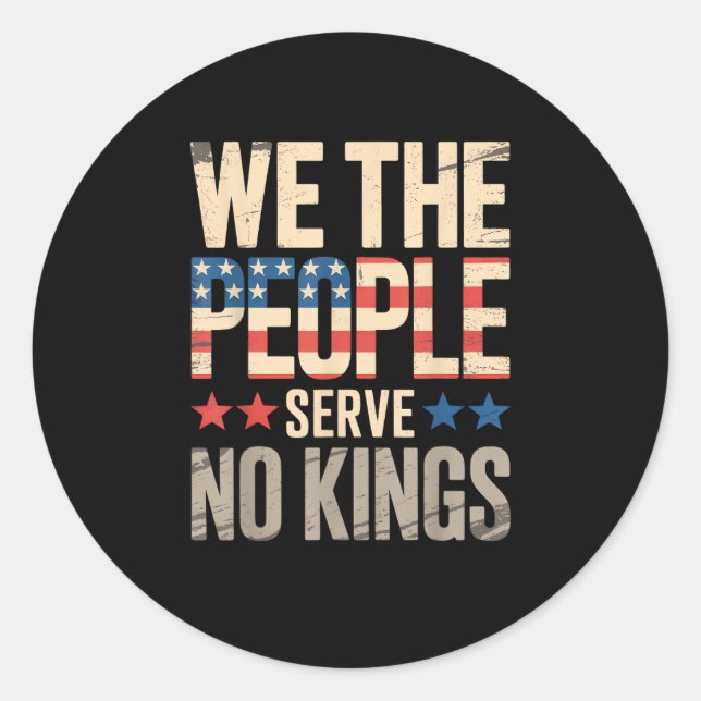 Sticker Rond No Kings In America We The People (Devant)