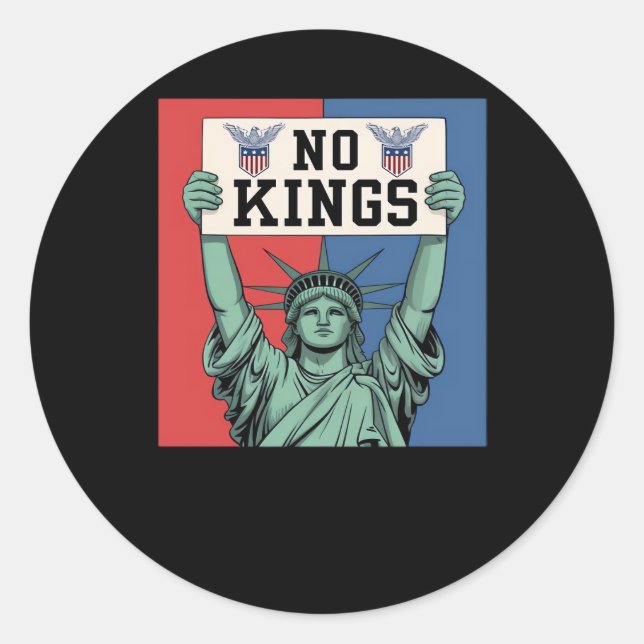 Sticker Rond No Kings Style Patriotique Classique (Devant)