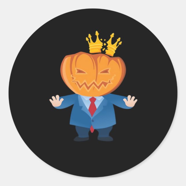 Sticker Rond No Kings - Trumpkin Citrouille Classic (Devant)