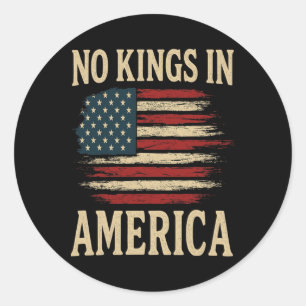 Sticker Rond No Kings Vintage Patriotique Liberty Usa Lib