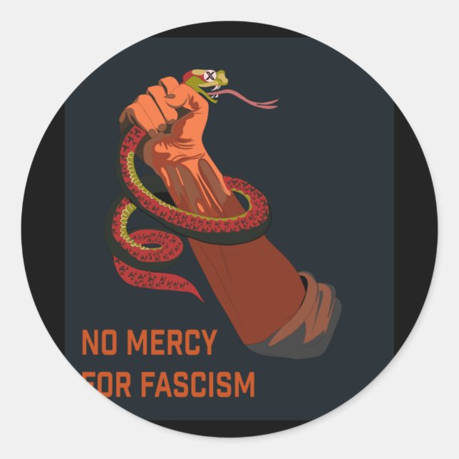 Sticker Rond No Mercy For Fascism 2025 Edition (Devant)