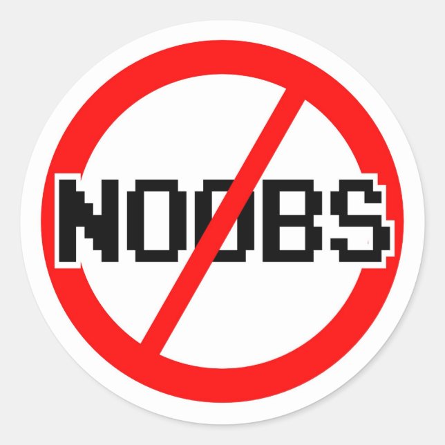 Sticker Rond NO NOOBS - geek/hacker/pc/code singe (Devant)