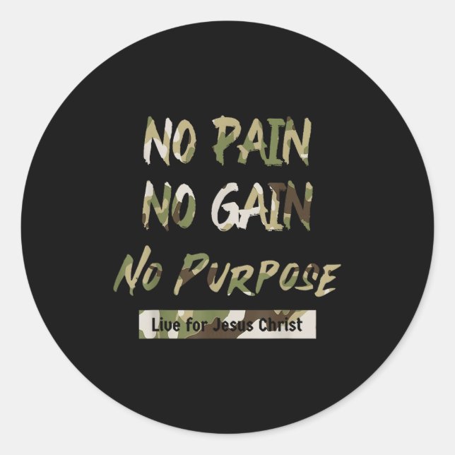 Sticker Rond No Pain No Purse Live For Jesus Christian Redleg C (Devant)