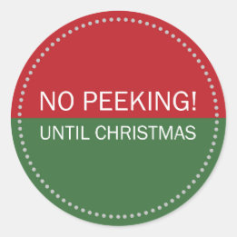 Sticker Rond No Peeking Until Christmas Red and Green
