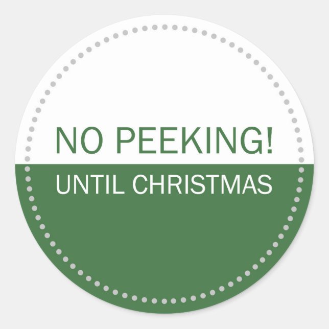 Sticker Rond No Peeking Until Christmas White Green (Devant)