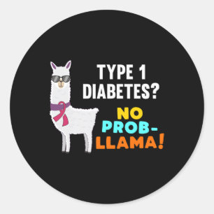 Sticker Rond No Prob-llama T1d Type 1 Diabetes Guerriers