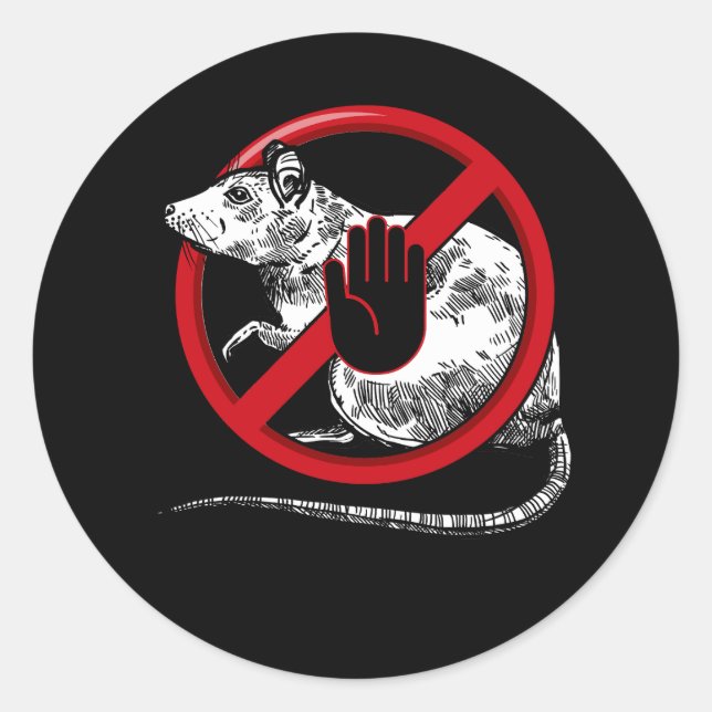 Sticker Rond No Rat Sign Stop Snitching Pest Control Novo Cool (Devant)