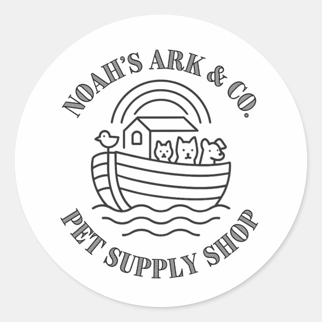 Sticker Rond Noah's Ark and Co. Pet Supply Shop (Devant)