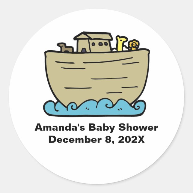 Sticker Rond Noah's Art Cute Baby shower Genre Neutre (Devant)