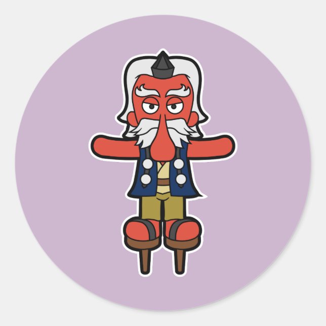Sticker Rond Noble guerrier Daitengu - Japonais Yokai (Devant)