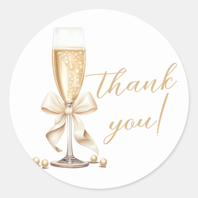 Sticker Rond Noce de Perles & Prosecco avec Ruban (Devant)