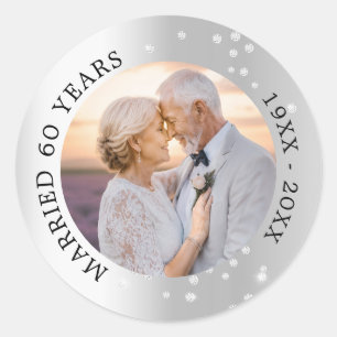 Sticker Rond noces de diamant argent photo 60 ans de mariage