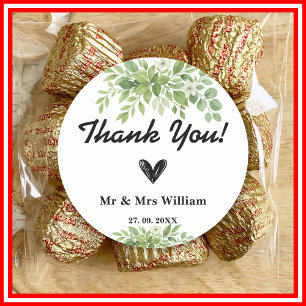 Sticker Rond Noces de feuillage de feuilles d'eucalyptus vert s