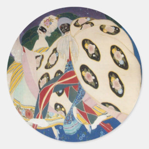 Sticker Rond NOCTURNE AVEC MASQUES / Mascarade vénitienne Art D