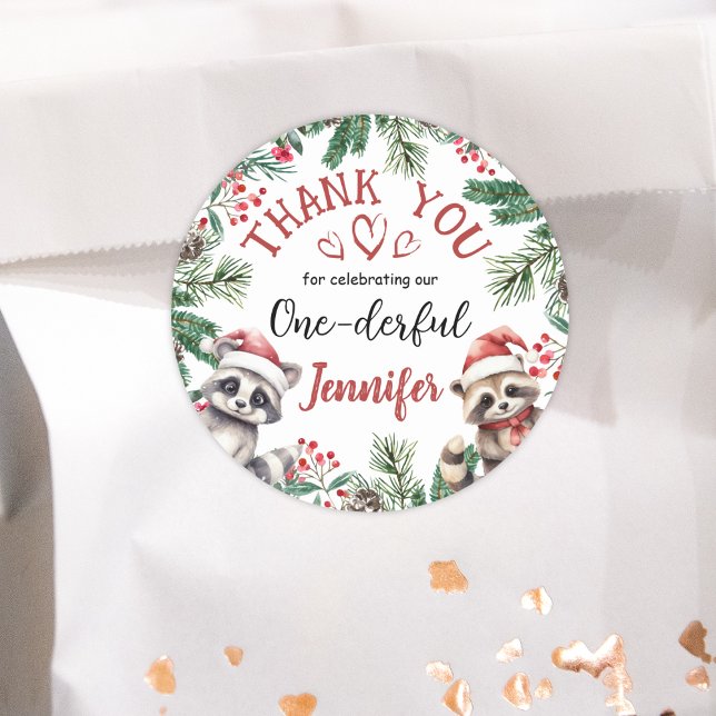 Sticker Rond Noël 1er anniversaire Hiver Bois Merci (Créateur téléchargé)