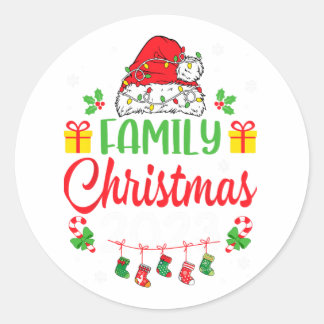Sticker Rond Noël 2023 Cousin Crew Santa Hat Hommes Femmes Enfa